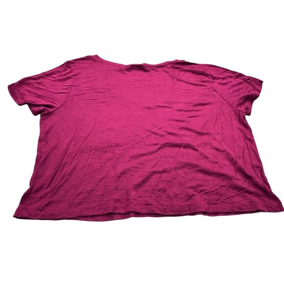 Bozzolo Womens V-Neck Cropped T-Shirt S Rayon/Spandex Blend Burgundy - Picture 9 of 10